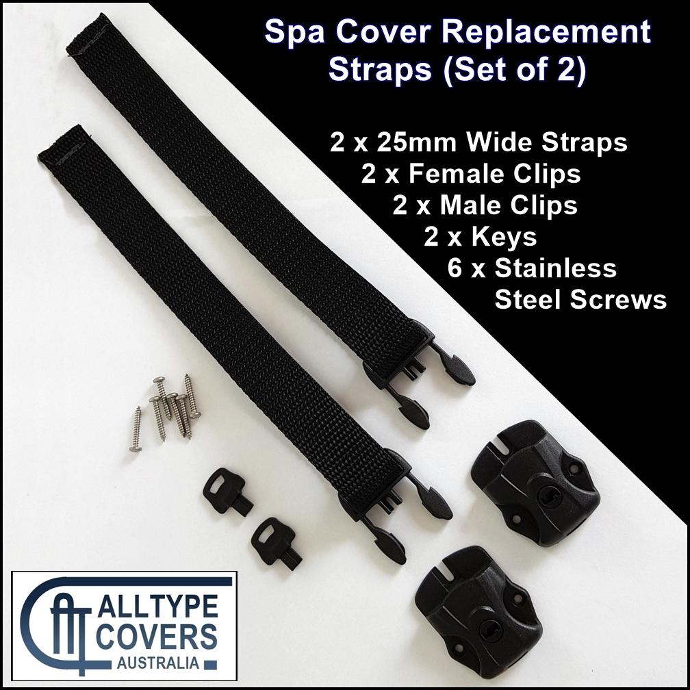 Replacement Outdoor Hot Tub Spa Pool Cover Straps with Clips x 2 ...