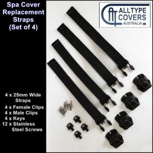 AllType Covers Australia - 4 x 25mm webbing spa straps+keys+screws+male & female