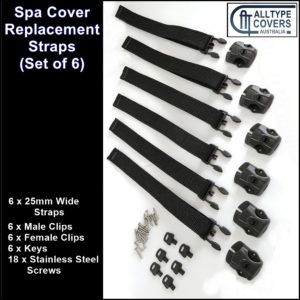 AllType Covers Australia - 6 x 25mm webbing spa straps+keys+screws+male & female